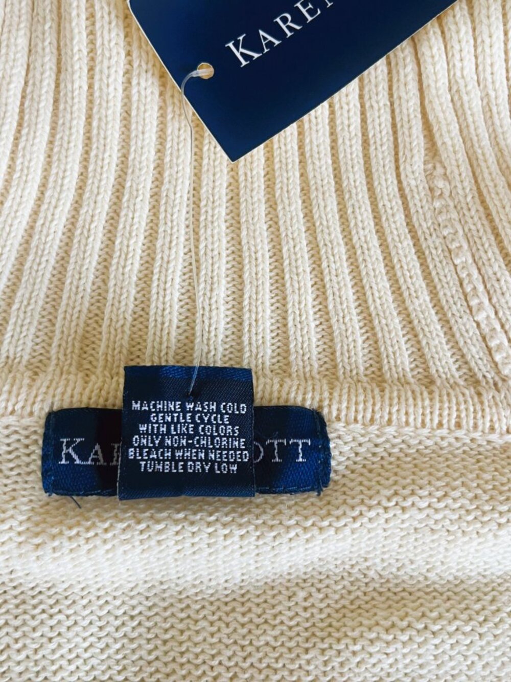 Karen Scott Women's Turtleneck Sweater Medium M Buttercreme 100% Cotton NWT - Picture 5 of 5